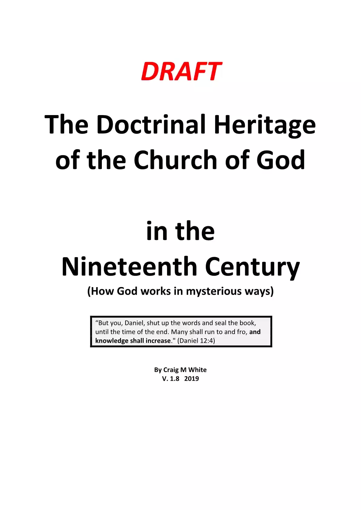 Doctrinal Heritage of the Church of God1